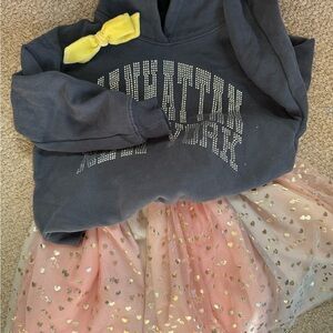 Huxbaby Unicorn Hearts Tulle Skirt with Gold Accents